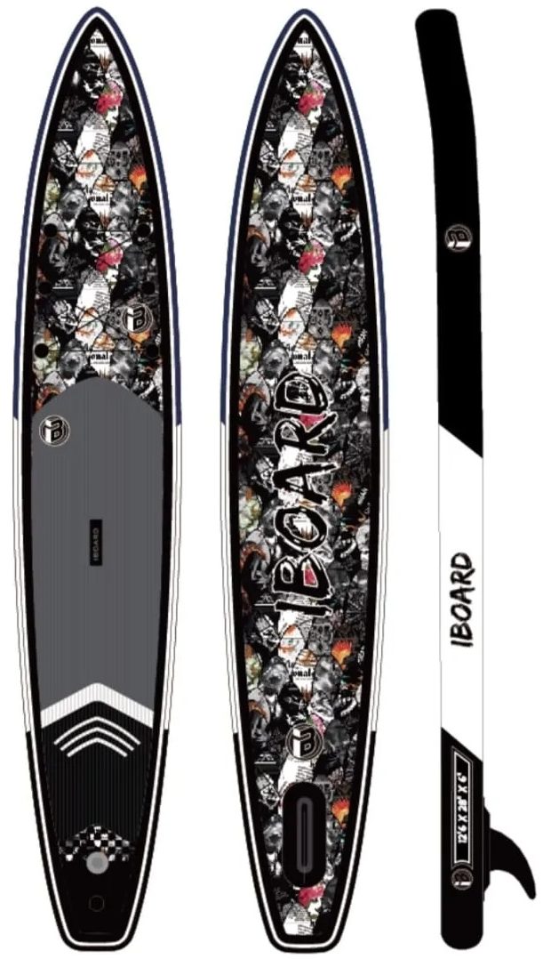 Надувная доска для sup-бординга IBOARD PRO 12.6 BLACK front side